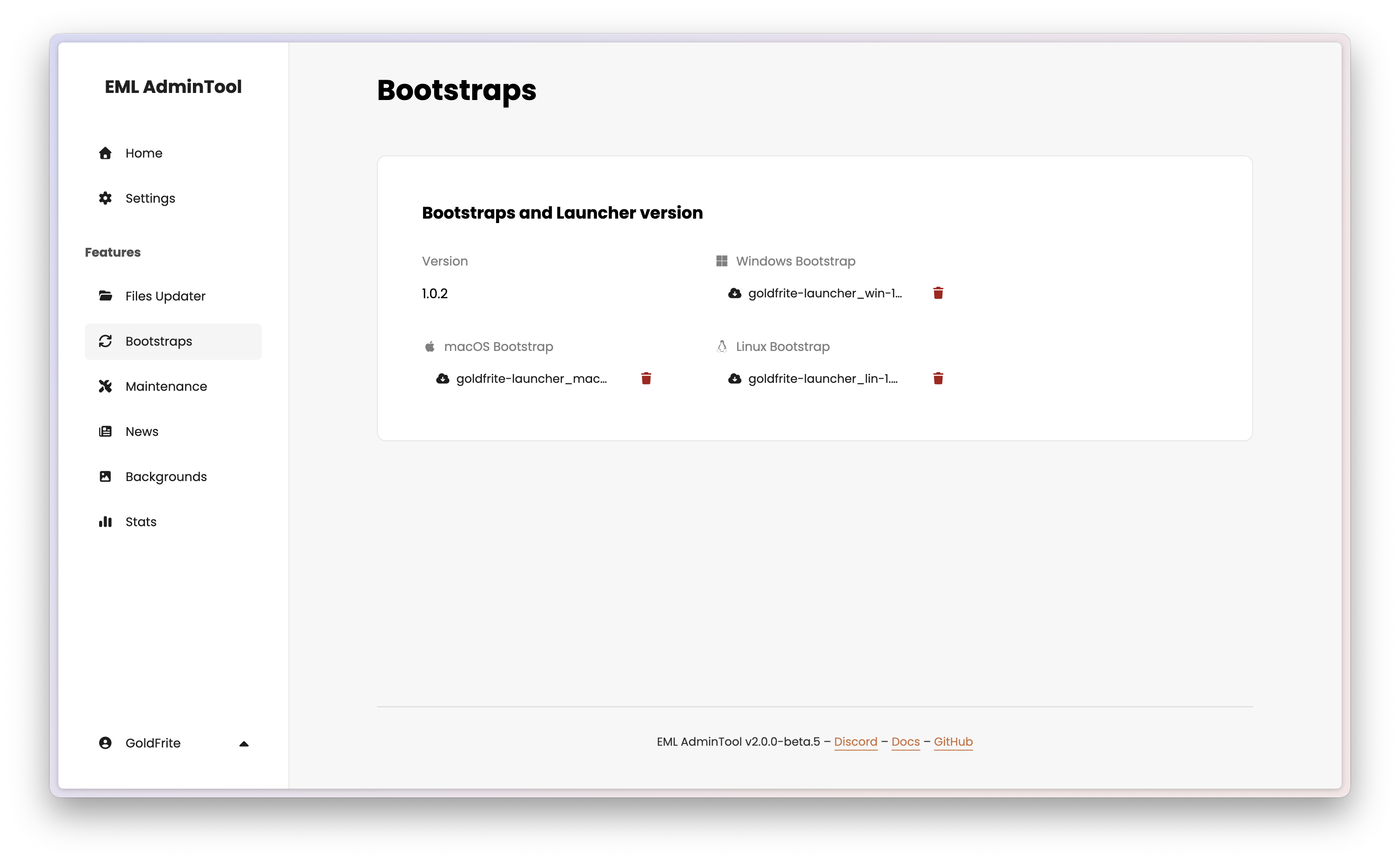 Bootstraps page overview